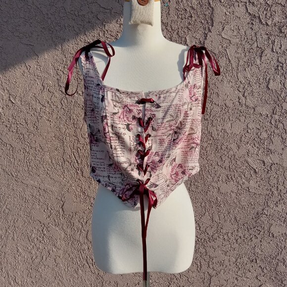 Hot Topic Thorn & Fable Corset Girls Crop Tank Top - Picture 9 of 9